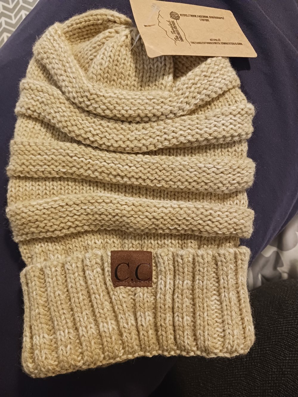 C.C Tan Knit Slouch Beanie
